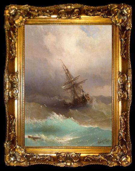 framed  Ivan Aivazovsky Ship in the Stormy Sea, ta009-2